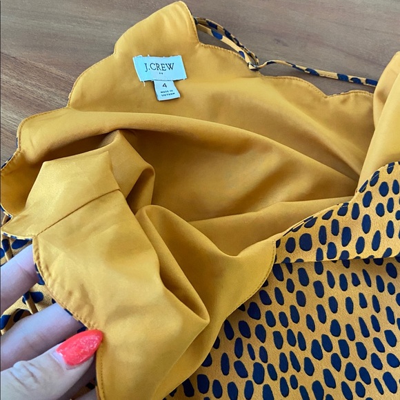 J. Crew leopard print cami tank top scalloped cami golden yellow contemporary 4 - Picture 13 of 16